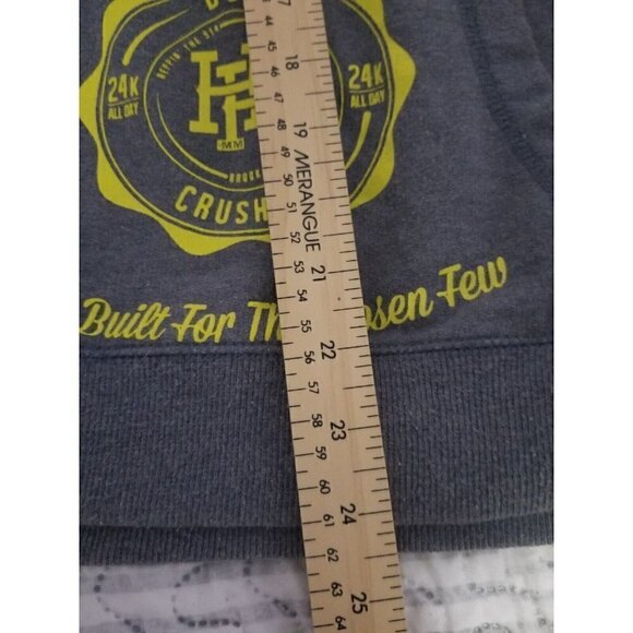 Headrush Original Fortune Favors the Brave Grey Hoody Yellow Logo Size Small - Picture 7 of 8